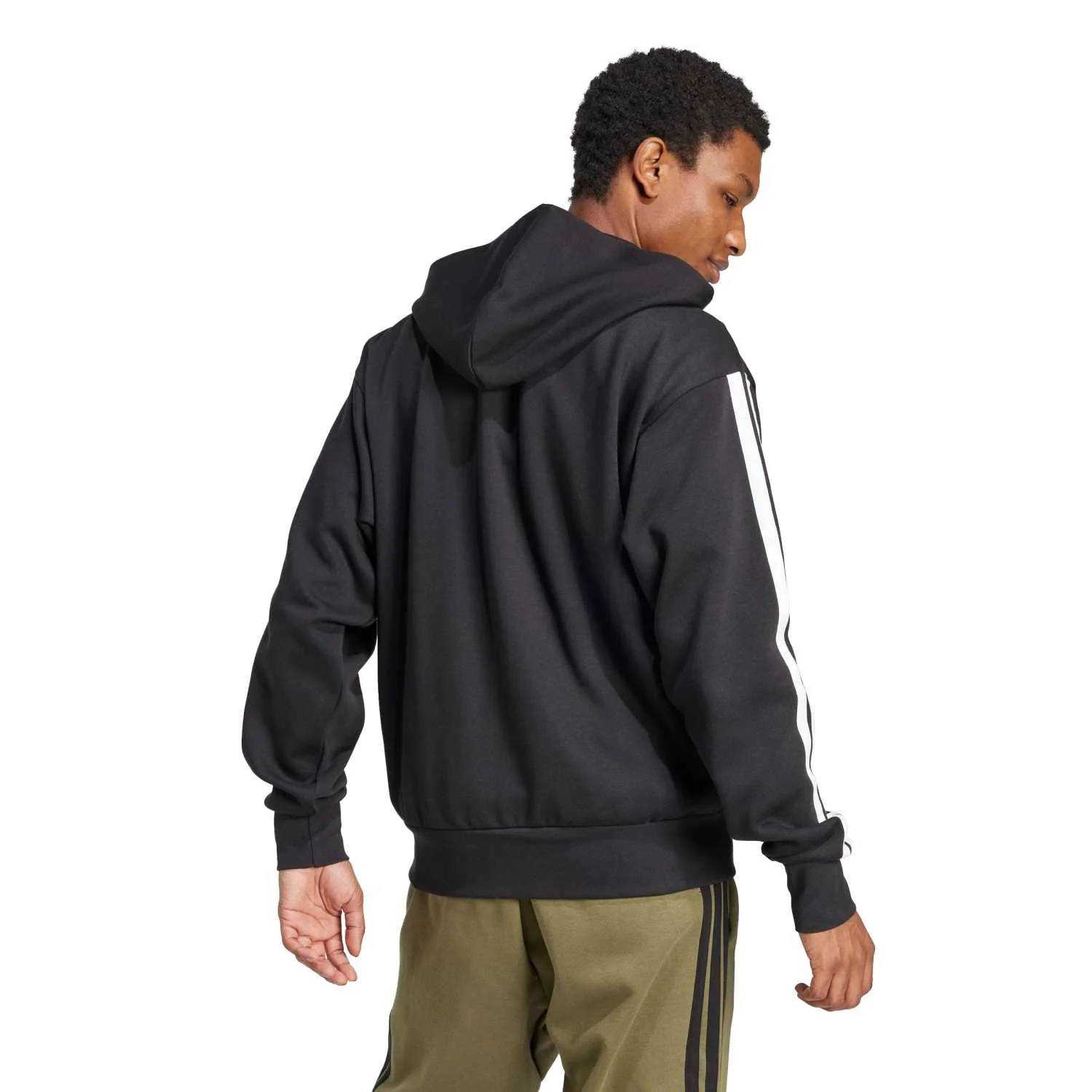 Essentials 3 Stripes Fleece FZ Hoody -Mens - Image 6