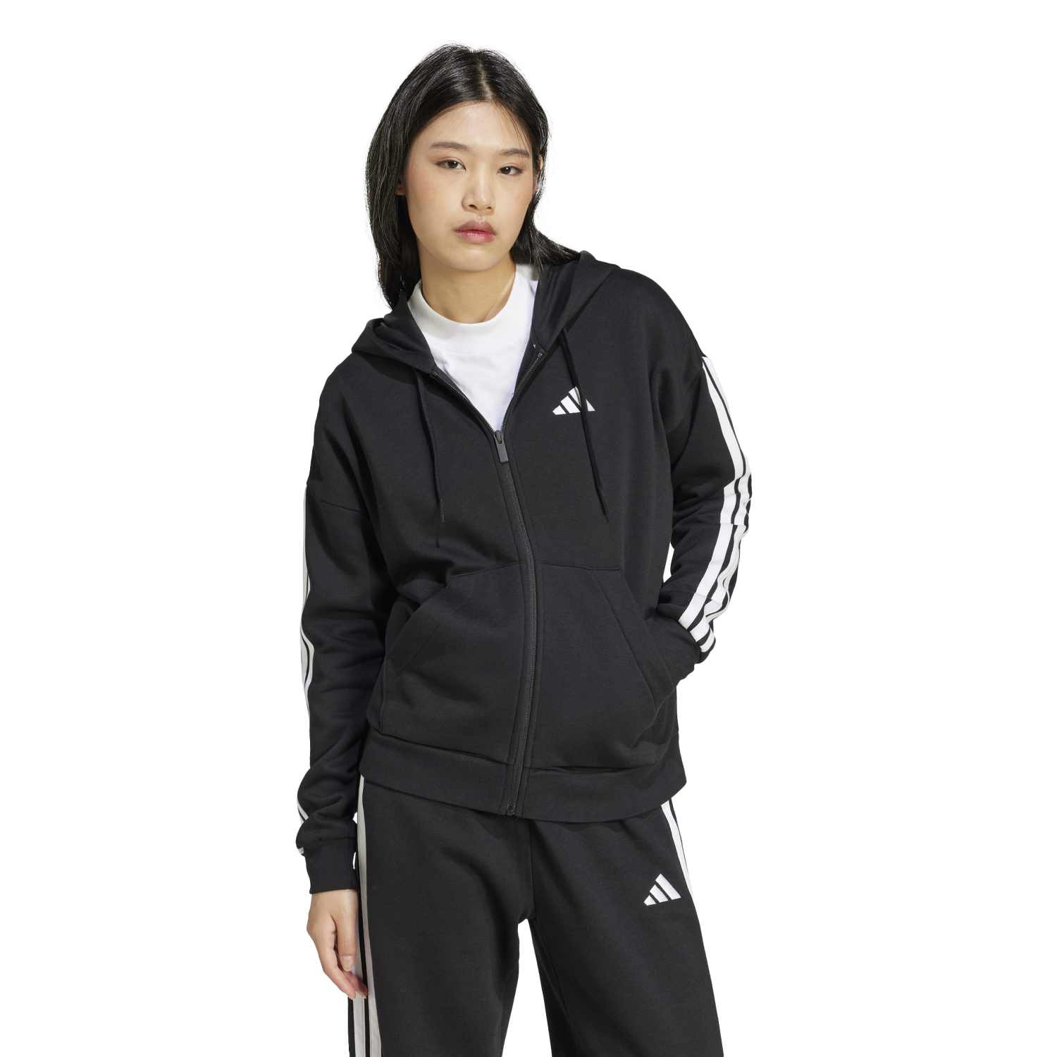 Essentials 3-Stripe FZ Hoody - Womens - Image 3