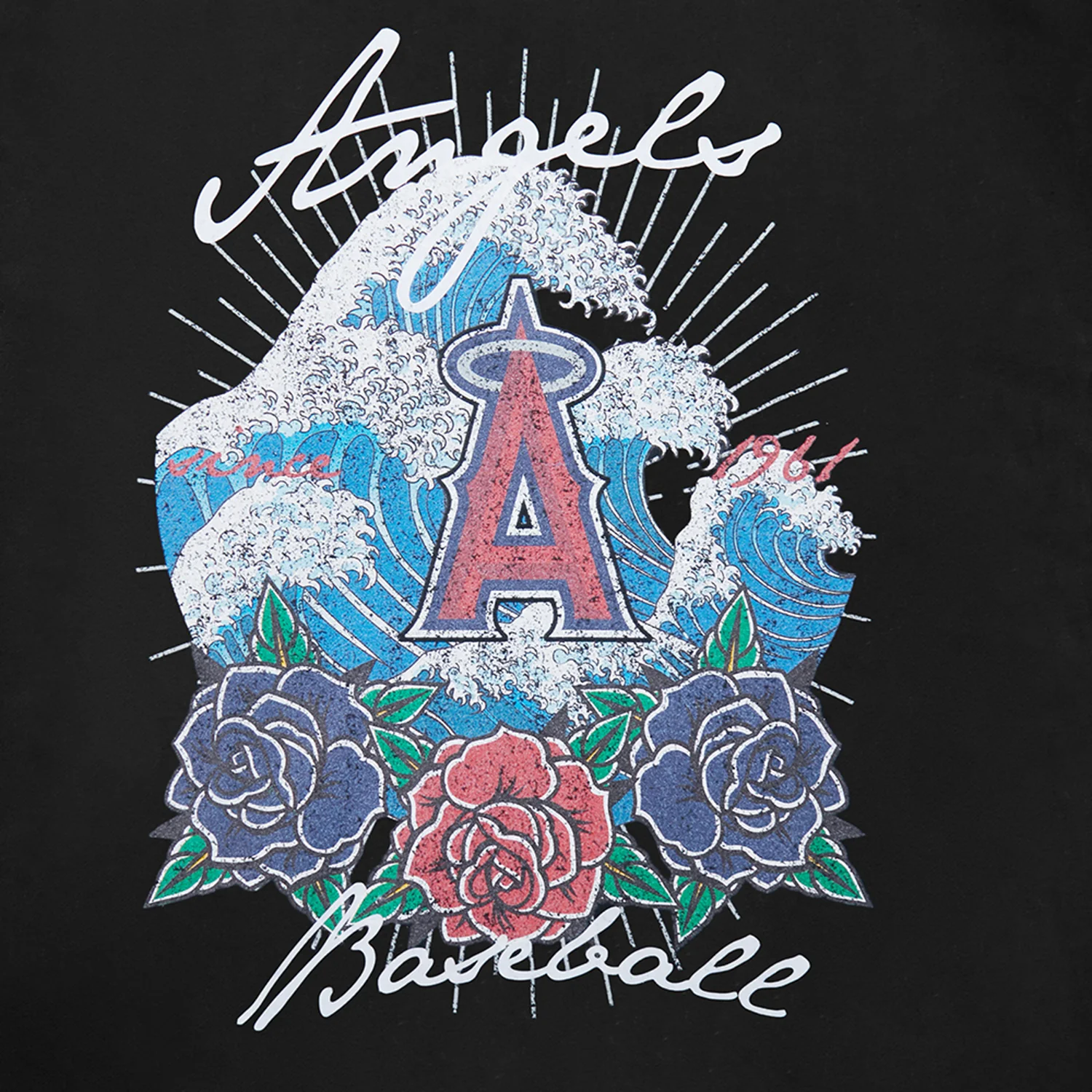 Los Angeles Angels Wave & Roses Hoodie -Mens - Image 6