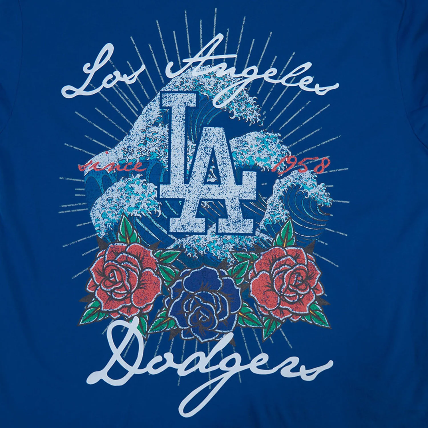 Los Angeles Dodgers Wave & Roses Tee -Mens - Image 5