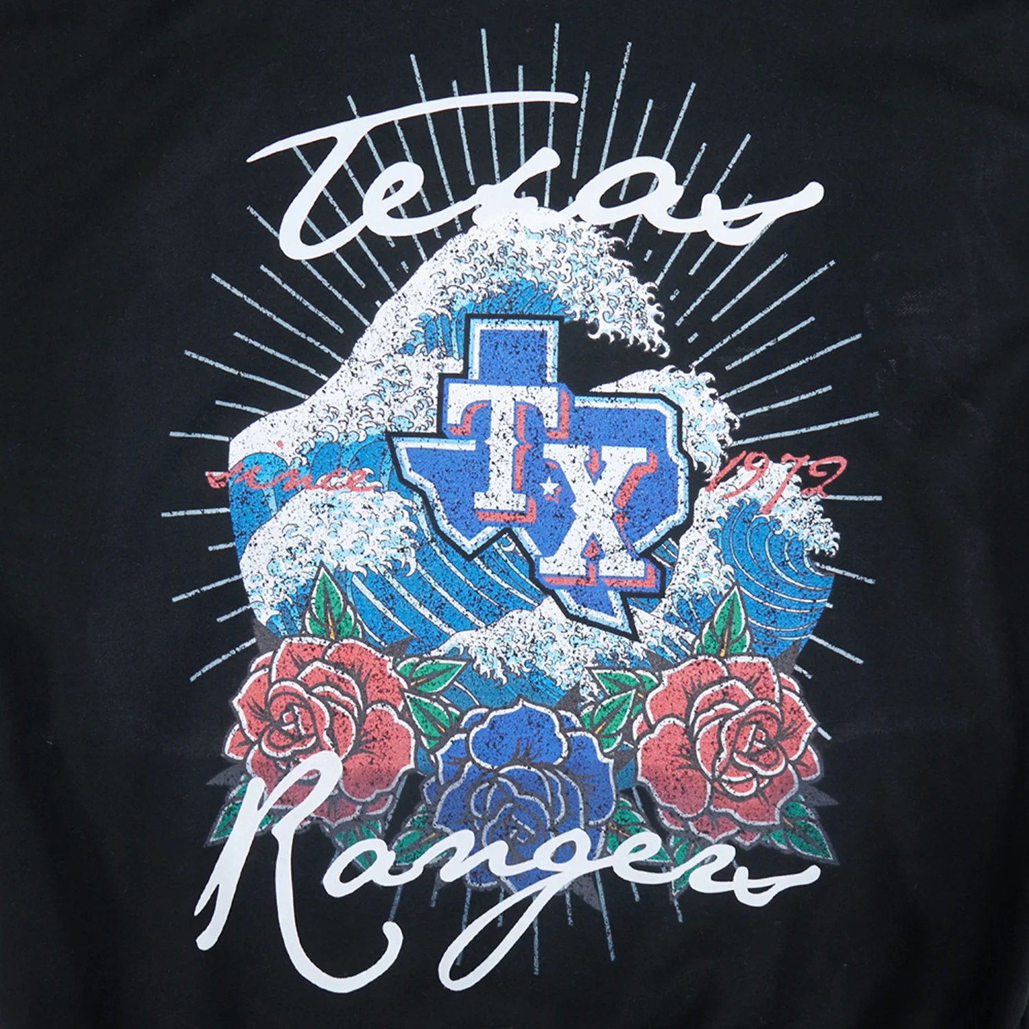 Texas Rangers Wave & Roses Hoodie -Mens - Image 6