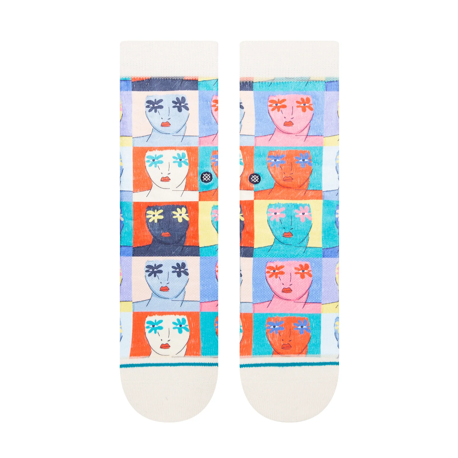 Womens Flower Faces Crew by Elena Forenza - Image 2